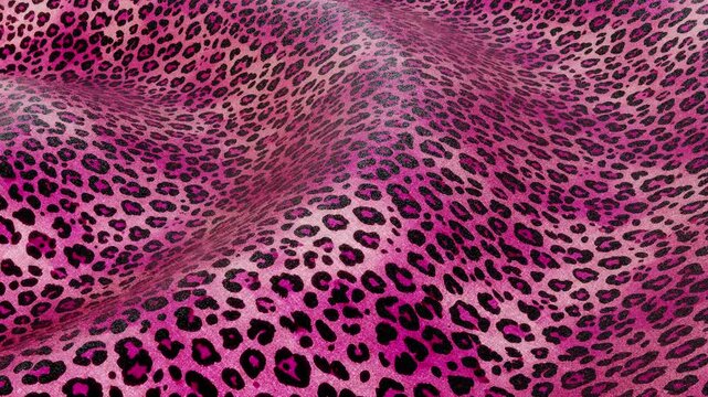 Horizontal leopard cheetah pink glamour glitter animal print pattern texture fashion apparel couture promo banner wild fabric fur safari exotic background manual realistic 3D render loop animation