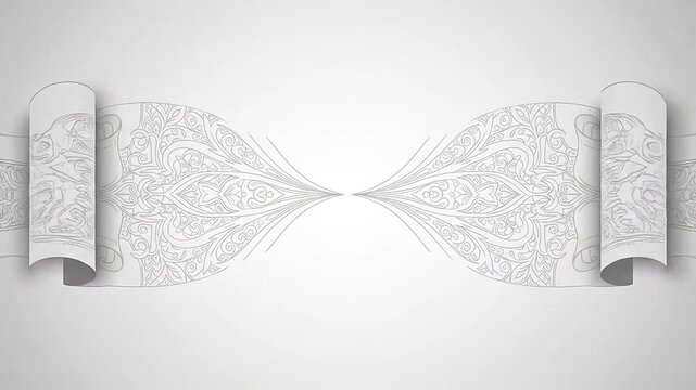 Abstract decorative scroll with floral ornaments on a white background, artistic design