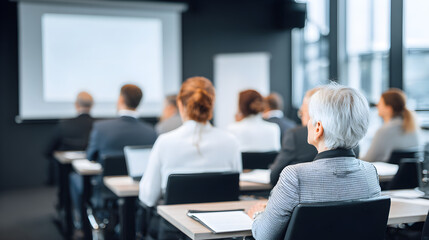 Fototapeta premium Business professionals attending a conference or seminar presentation