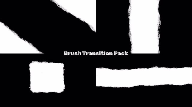 Brush transitions on transparent background alpha channel. suitable for video editing projects needing dynamic and artistic visual effects for a polished look.