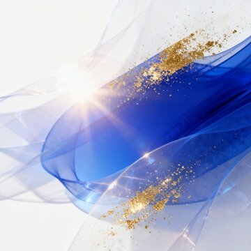 Abstract Blue and Gold Wavy Silk Background