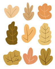 Fototapeta premium Cute leaves elements with transparent background
