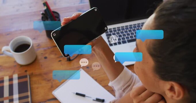 Animation of people holding hands with financial data processing over payment terminal
