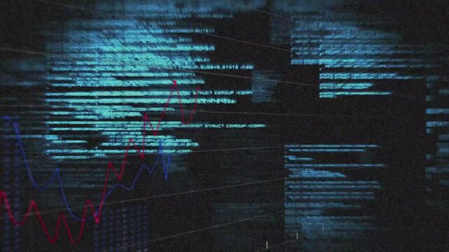 Animation of data processing over stack of cardboard box
