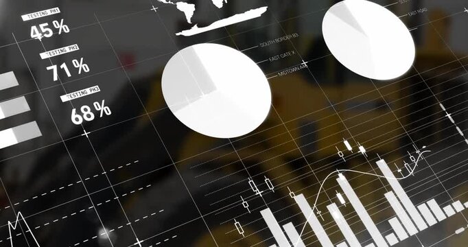 Animation of statistical data processing over grid network against bulldozers on construction site