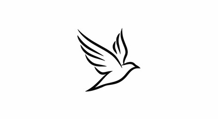 Fototapeta premium A minimalist, ink-style drawing of a bird in flight against a white background