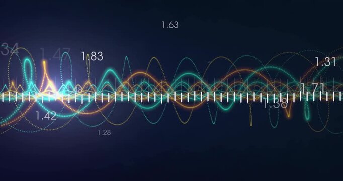 Signal display starting left burst, pulsing bars, shifting waves, visualizing data stream