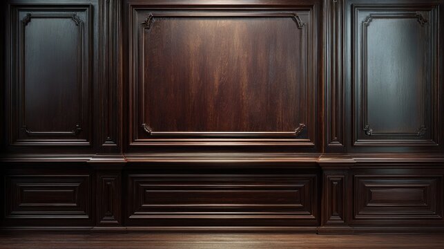 Dark wood paneling wall with recessed center