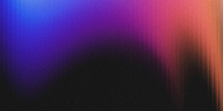 Abstract grainy gradient background with vertical glass grooves, featuring a smooth blue-purple-pink-orange color transition, noise texture, and dark bottom fade.