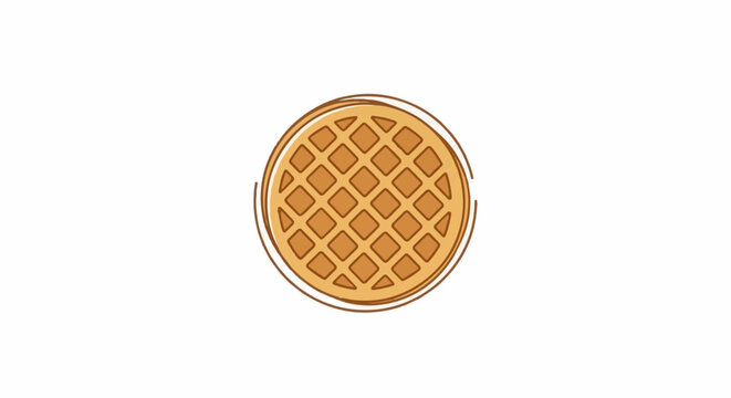 A simple round waffle with a grid pattern and a textured outline