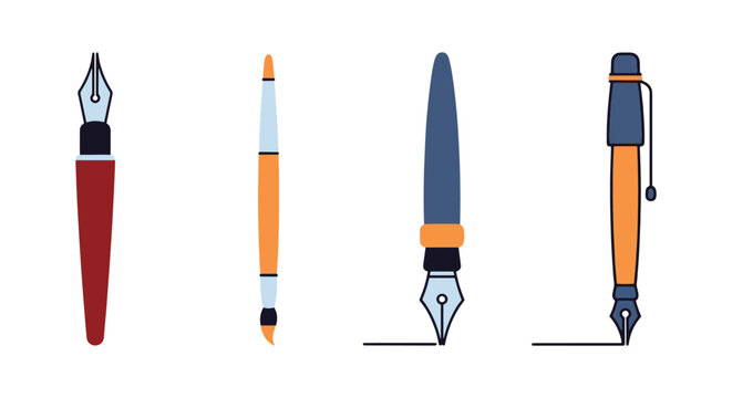 Calligraphy Pen Line art modern abstract shape vector