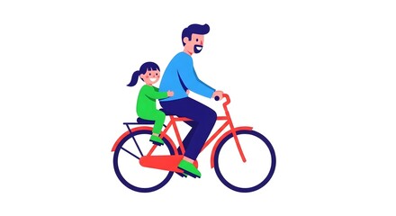 Fototapeta premium Father and daughter cycling together a joyful family moment on a bicycle