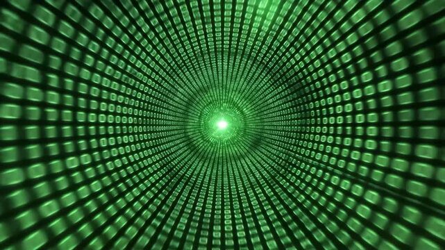 Digital tunnel with binary code for commercial backgrounds, digital design, and advertising