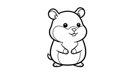 Fototapeta premium Adorable cartoon hamster standing on hind legs with cute expression looking friendly and approachable in a delightful pose.