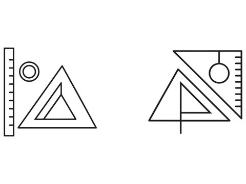 Set of two engineering drawing tools  triangles with protractor and ruler for technical design and architecture  precision instruments for measurement and drafting