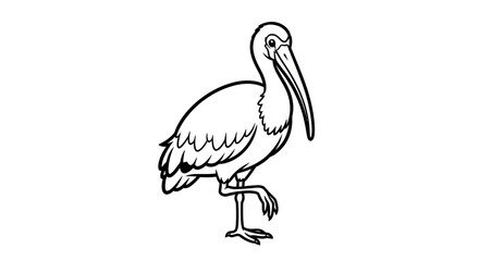 Naklejka premium A monochromatic depiction of an ibis standing tall showcasing avian structure and form perfect for artistic expressions and educational resources about bird anatomy