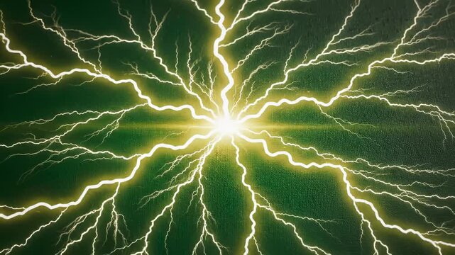 Lightning bolts on textured green surface for commercial backgrounds, digital design, and advertising