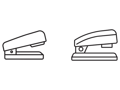 Two staple binders side by side in line art style for office supply or stationery concept