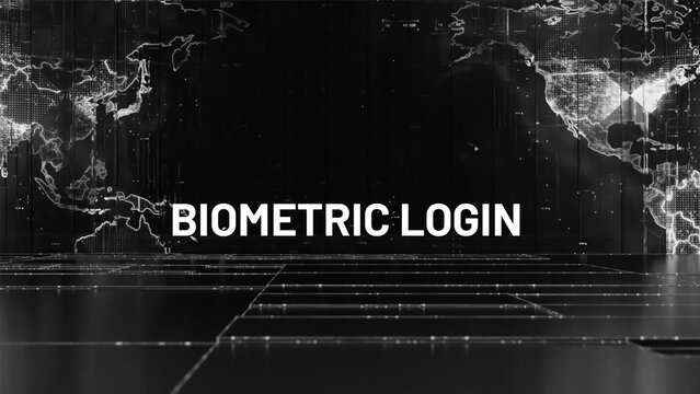 Abstract Biometric Login typography world map background