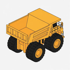 Yellow mining dump truck isometric illustration. © Wahyu
