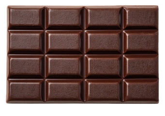 Naklejka premium Dark chocolate bar with rectangular segments showing smooth, glossy surface and rich color, arranged in a grid pattern