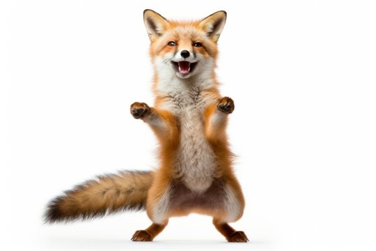 Happy smiling dancing fox wildlife mammal animal.