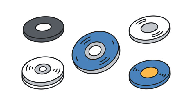 Flap Disc Line art vector set minimal abstract shape illustration