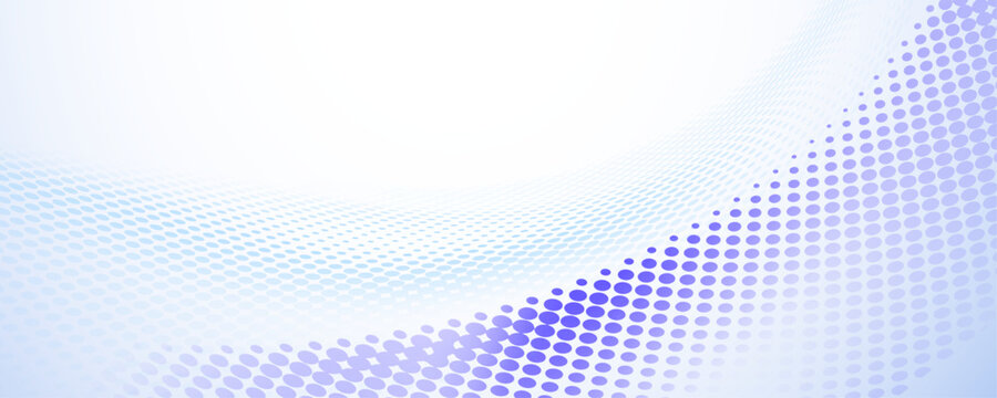 Minimalist purple halftone dot wave on clean white background