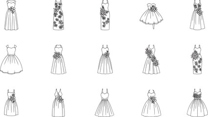 Fototapeta premium Black and white of women's dresses and tops with floral patterns women's fashion