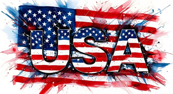 Patriotic flag day watercolor usa flag art for national celebration