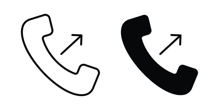Call outgoing icon set vector symbol in black filled and stroke style