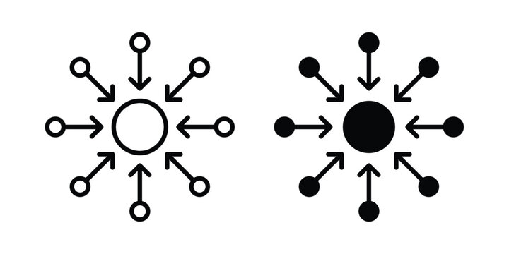 Centralized icon set vector symbol in black filled and stroke style