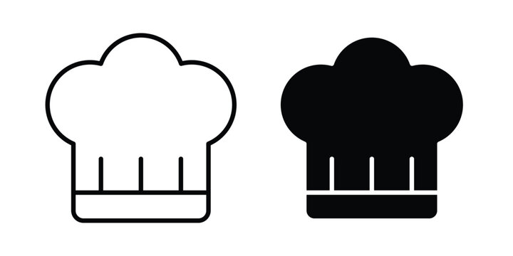 Chef hat icon set vector symbol in black filled and stroke style