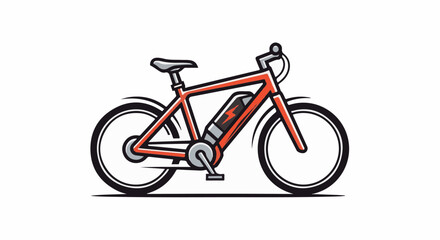 Fototapeta premium A stylized orange electric bicycle with a black battery pack and tires