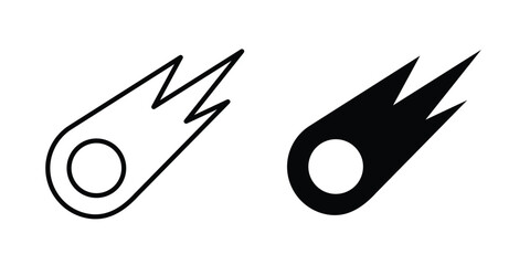 Comet icon set vector symbol in black filled and stroke style © Vince