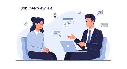 Fototapeta premium Job Interview HR: Candidate and Recruiter in Modern Office Meeting
