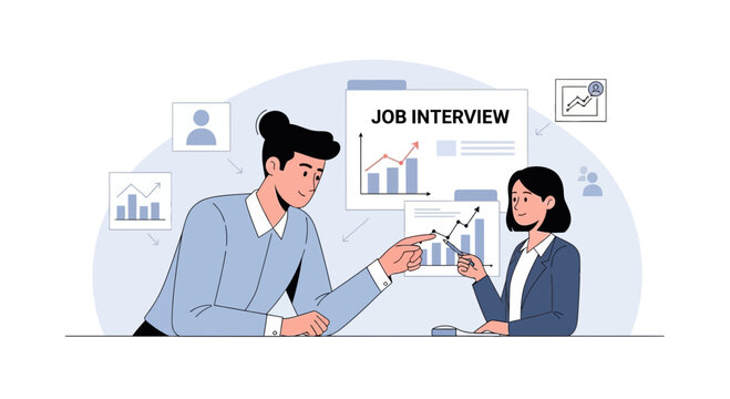 Job Interview Meeting: Discussing Career Growth and Performance Analytics