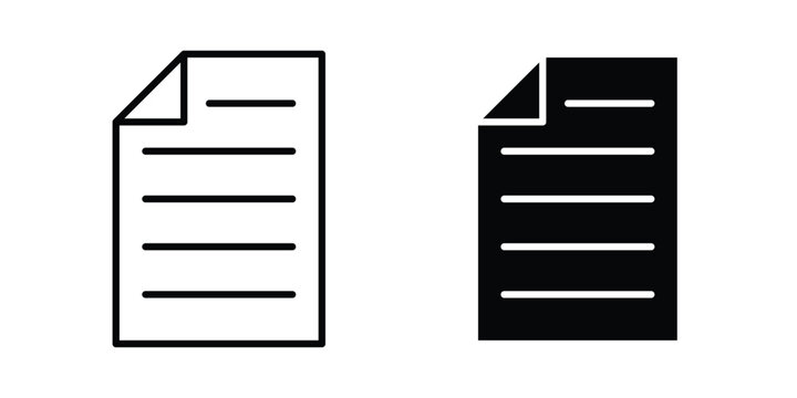 Document file icon set vector symbol in black filled and stroke style