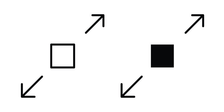 Expand icon set vector symbol in black filled and stroke style