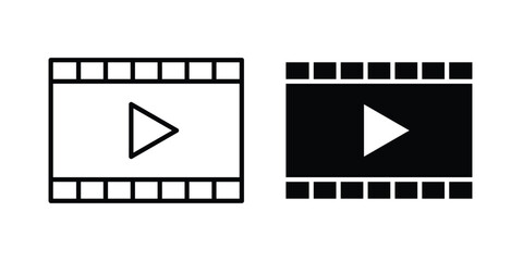 Fototapeta premium Film icon set vector symbol in black filled and stroke style