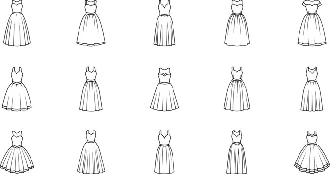 Sixteen black and white of women in floor-length dresses fashion long dresses