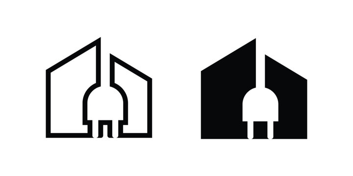 Electrical house logo representing energy and home power supply.