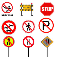 Set of Traffic Safety Signs and Road Warning Symbols © Sumon Rana