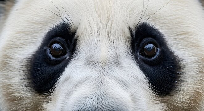 Cute giant panda looking at the camera lens