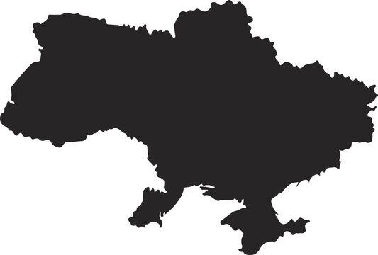 Black silhouette map of ukraine on white background