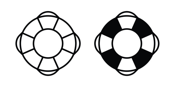 Life buoy icon set vector symbol in black filled and stroke style