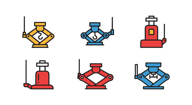 Hydraulic Jack Line art vector clean abstract color pattern
