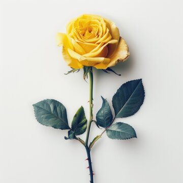 Elegant yellow rose on stem