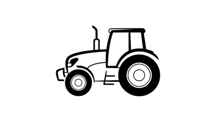 Obraz premium A modern agricultural tractor in black and white silhouette design isolated on transparent background, Vector