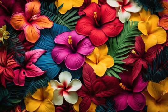 Tropical flowers backgrounds pattern petal.